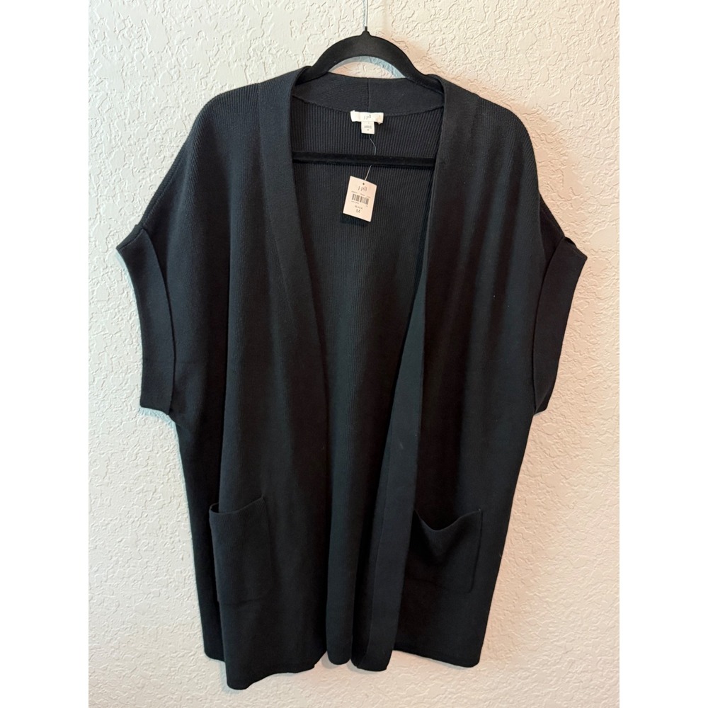 J. Jill Short Sleeve Open Front Cardigan Size M Minimalist Chic - Picture 2 of 6